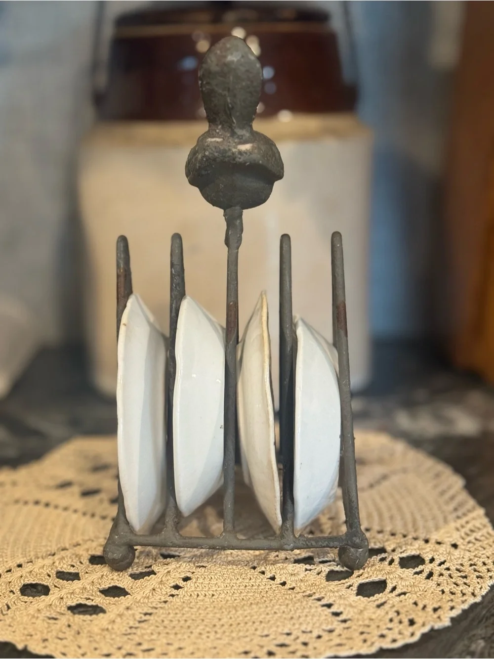 Vintage Wrought Iron Bird Butter Pat Holder Primitive Farmhouse Display
